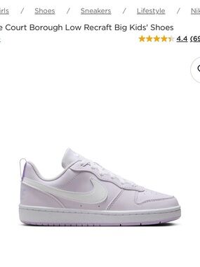 Nike Kids Low-Top Sneakers in Light Purple and White
